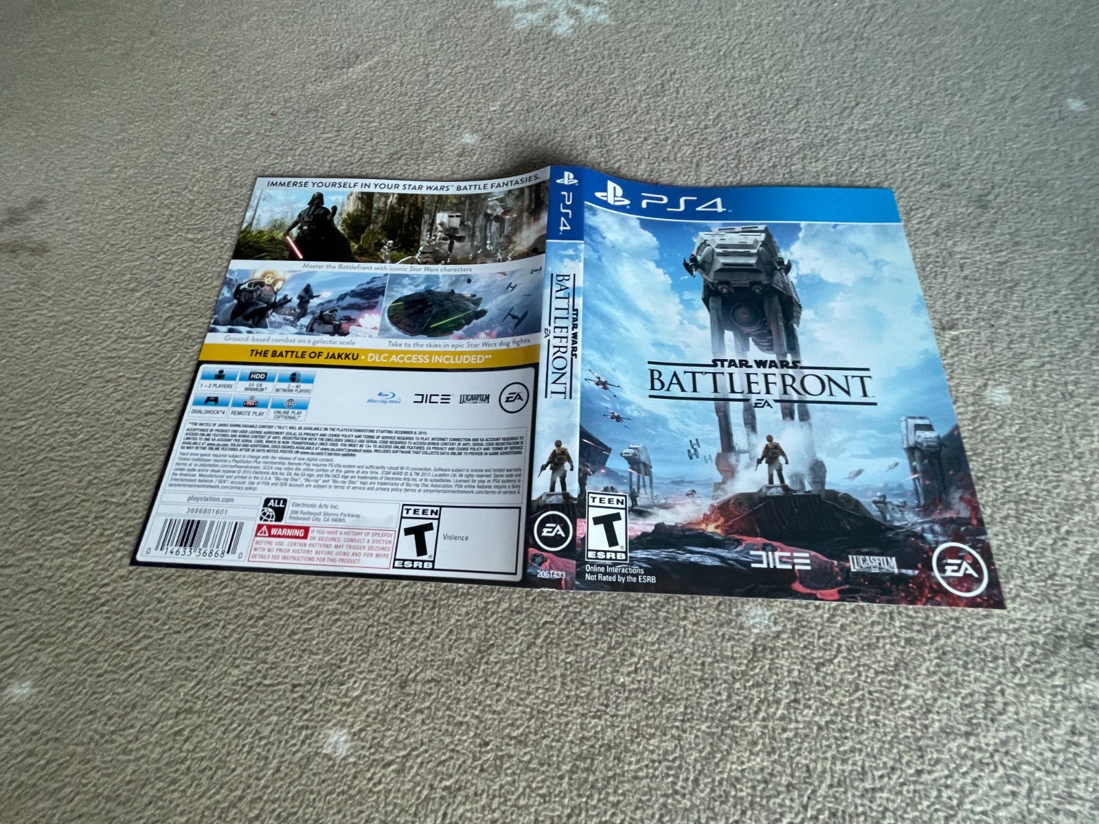 Original Cover Art Only - PS4 - Star Wars: Battlefront