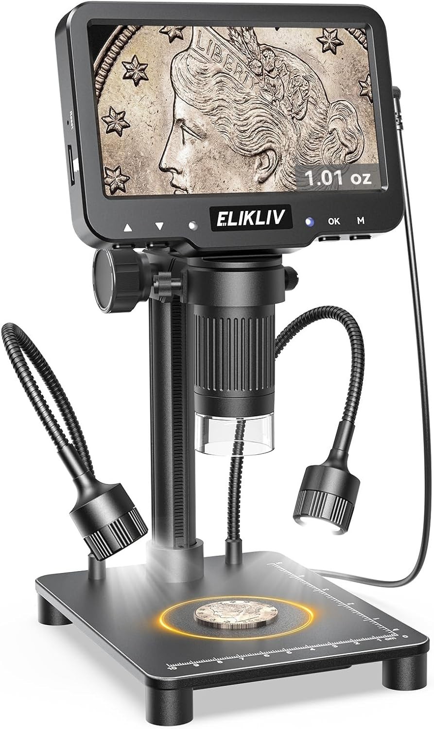 Coin Microscope 0.1g Scale 1000X Magnification 4.3" IPS Screen