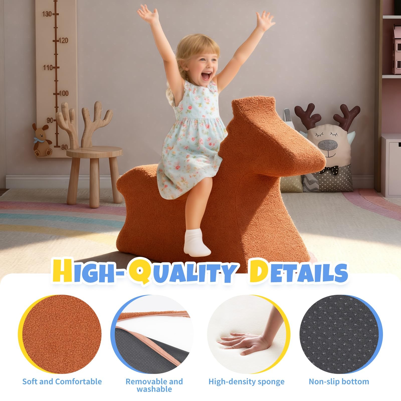 Horse Toddler Chair, Cute Animal-Shape Kids Comfy Chair for Playroom, Support...