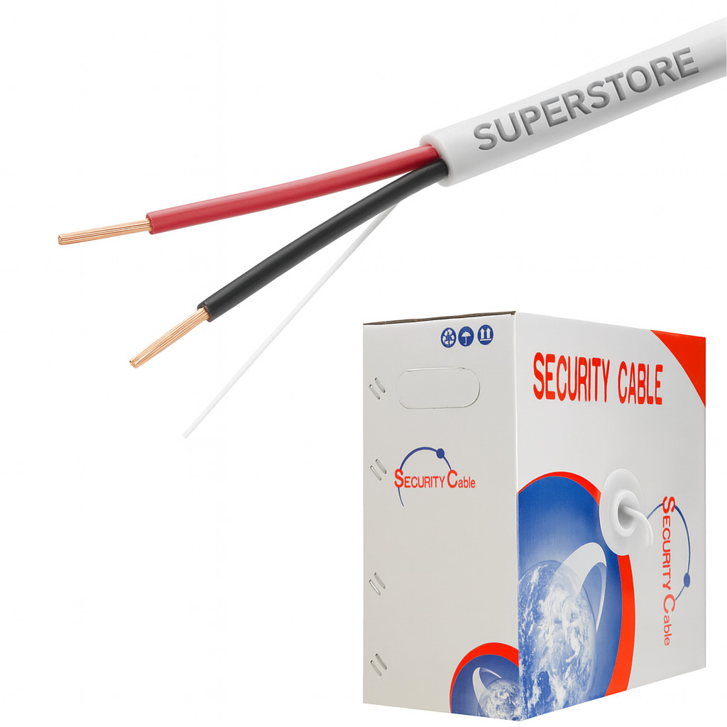 500FT 18/2 AWG Solid Alarm Wire Cable CCA Unshielded White for Security System