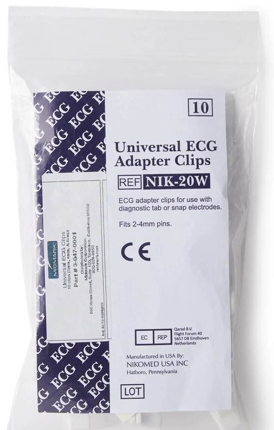 ECG ADAPTER CLIPS WIDE.  REF NIK-20W. Fits 2-4mm Pins 10 Piece