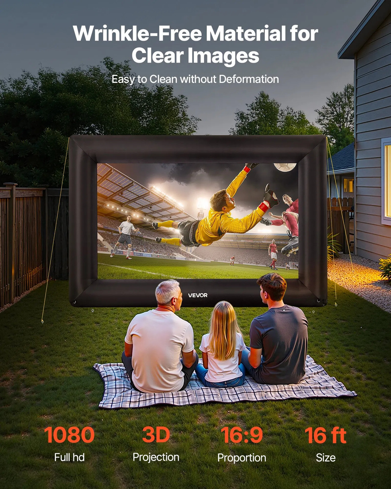 16FT Inflatable Projector Screen, Inflatable Movie Screen Outdoor with 250W Air