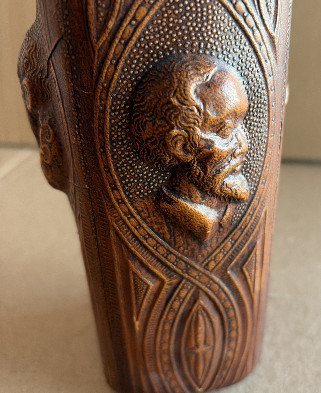 Spanish Decanter Hand Tooled Leather Scene Don Quixote De La Mancha Empty