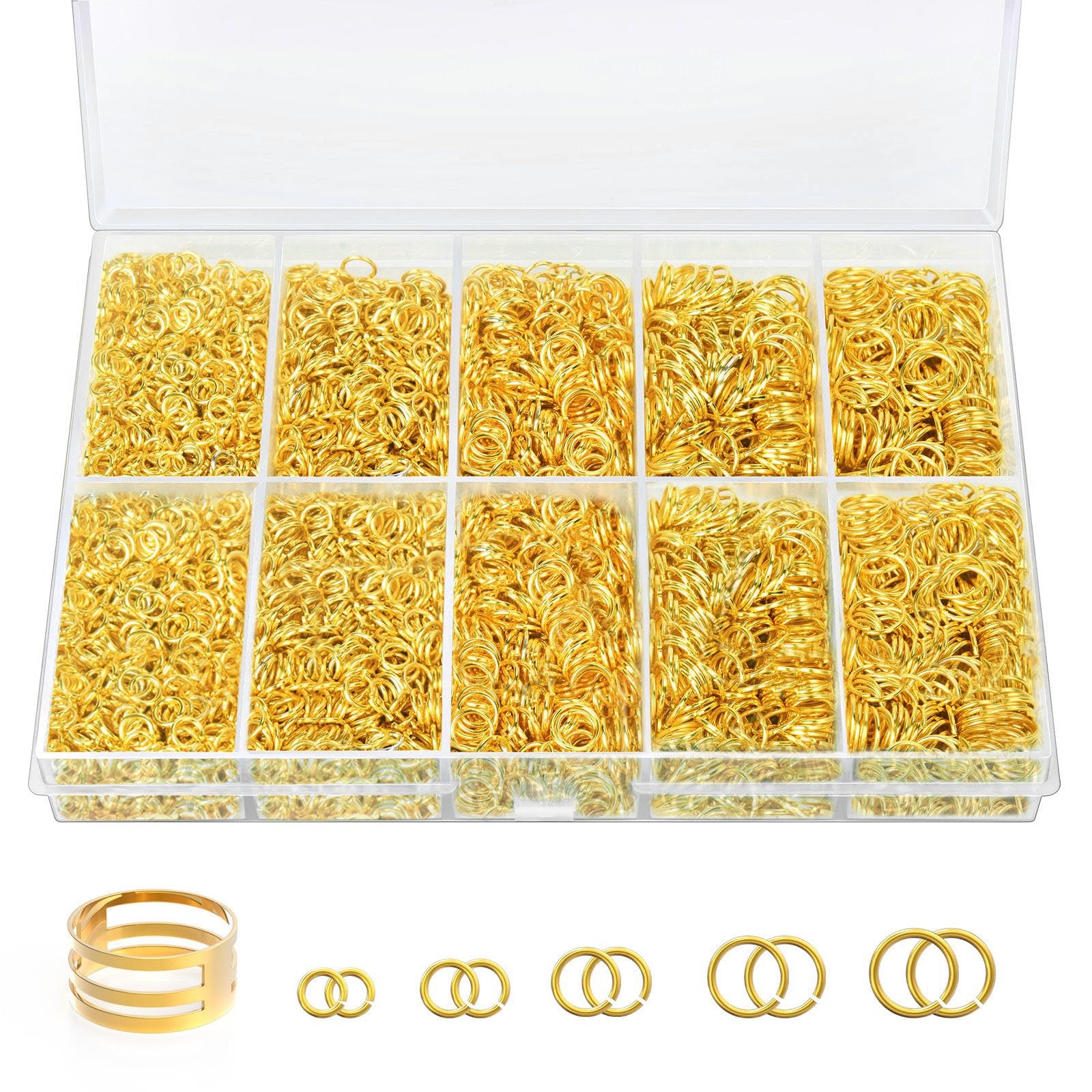4600 Pcs Jump Rings for Jewelry Making Kit Gold & Silver, Open Rings with Ope...