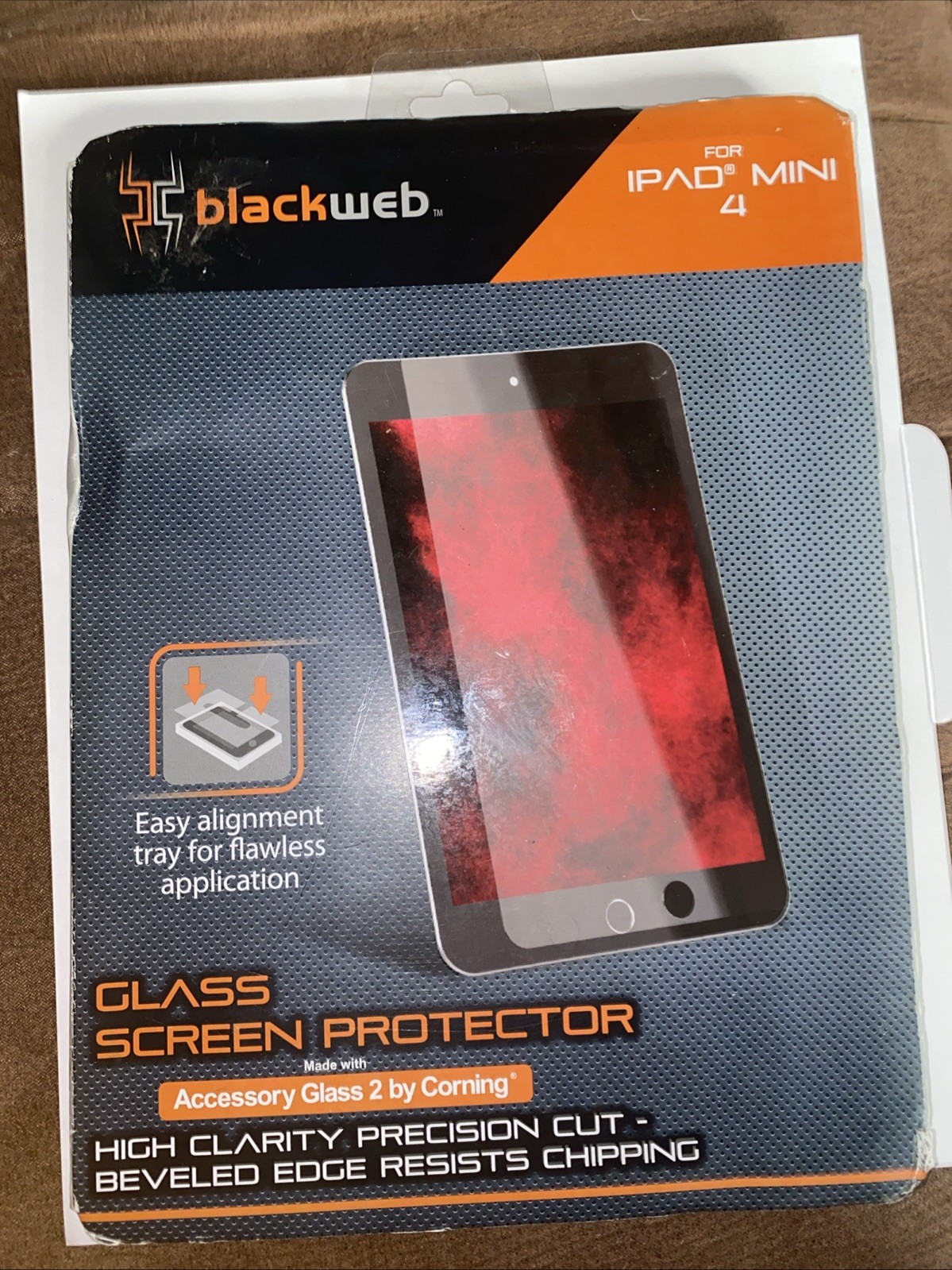 Black Web Glass Screen Protector For Ipad Mini 4 W/ Easy Alignment Tray