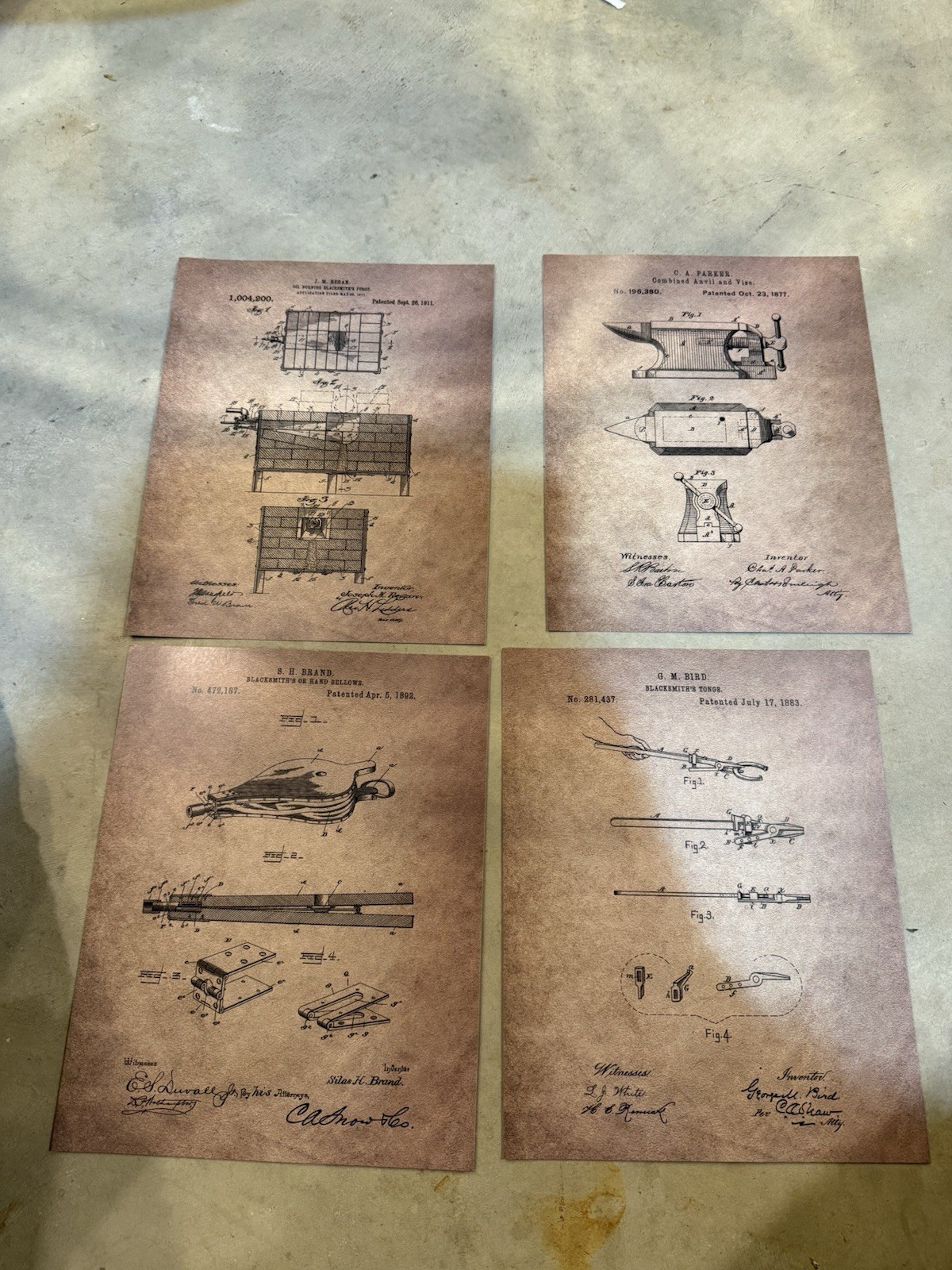 4 8 X 10 Blacksmith Patent  Posters Blacksmith Tongs, Wax Smith Or Hand Bellows