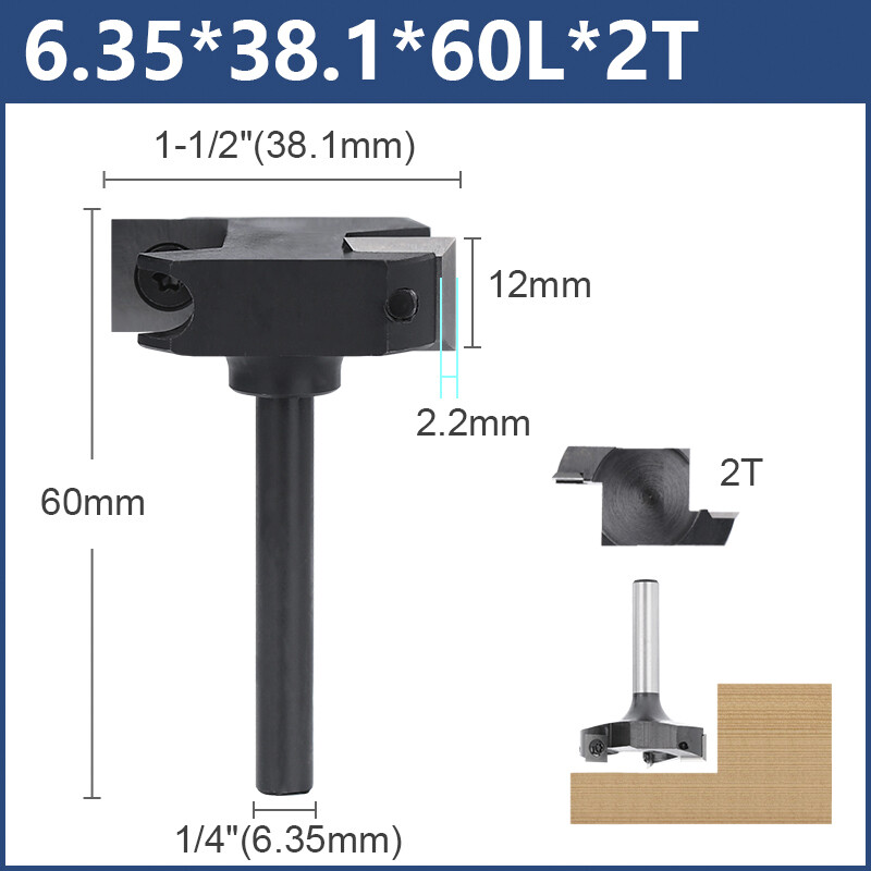CNC Spoilboard Surfacing Router Bit 1/4 Shank 1-1/2'' Insert Wood Planer Bit