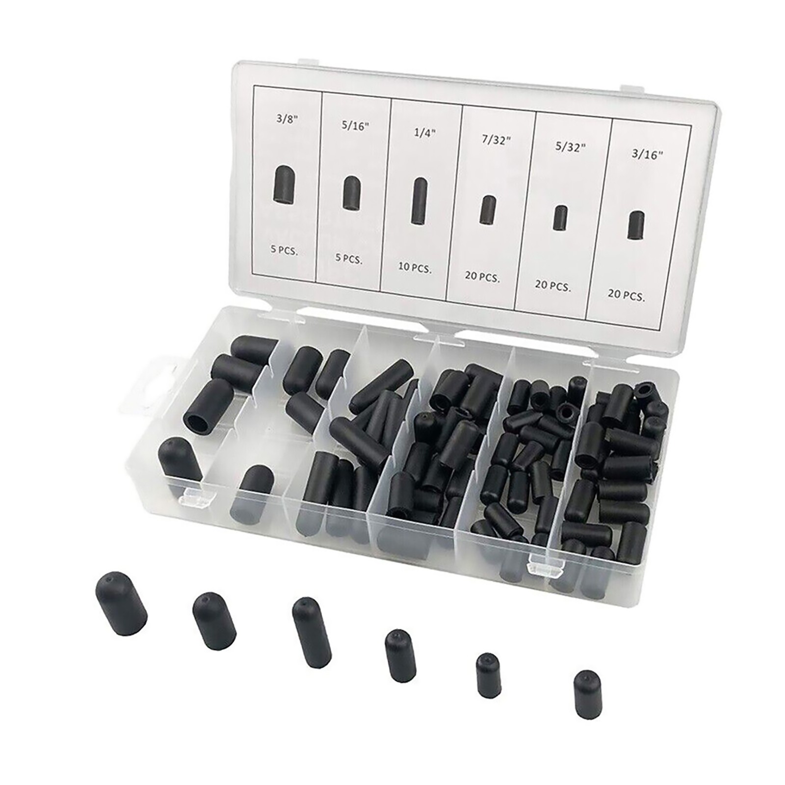 Vacuum Line Cap Silicone Hose Cap Block Off Assortment kit For Manifold 80Pcs
