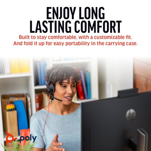 Poly Blackwire 5220 Stereo USB-C Headset with USB-C to USB-A Adapter Bundle