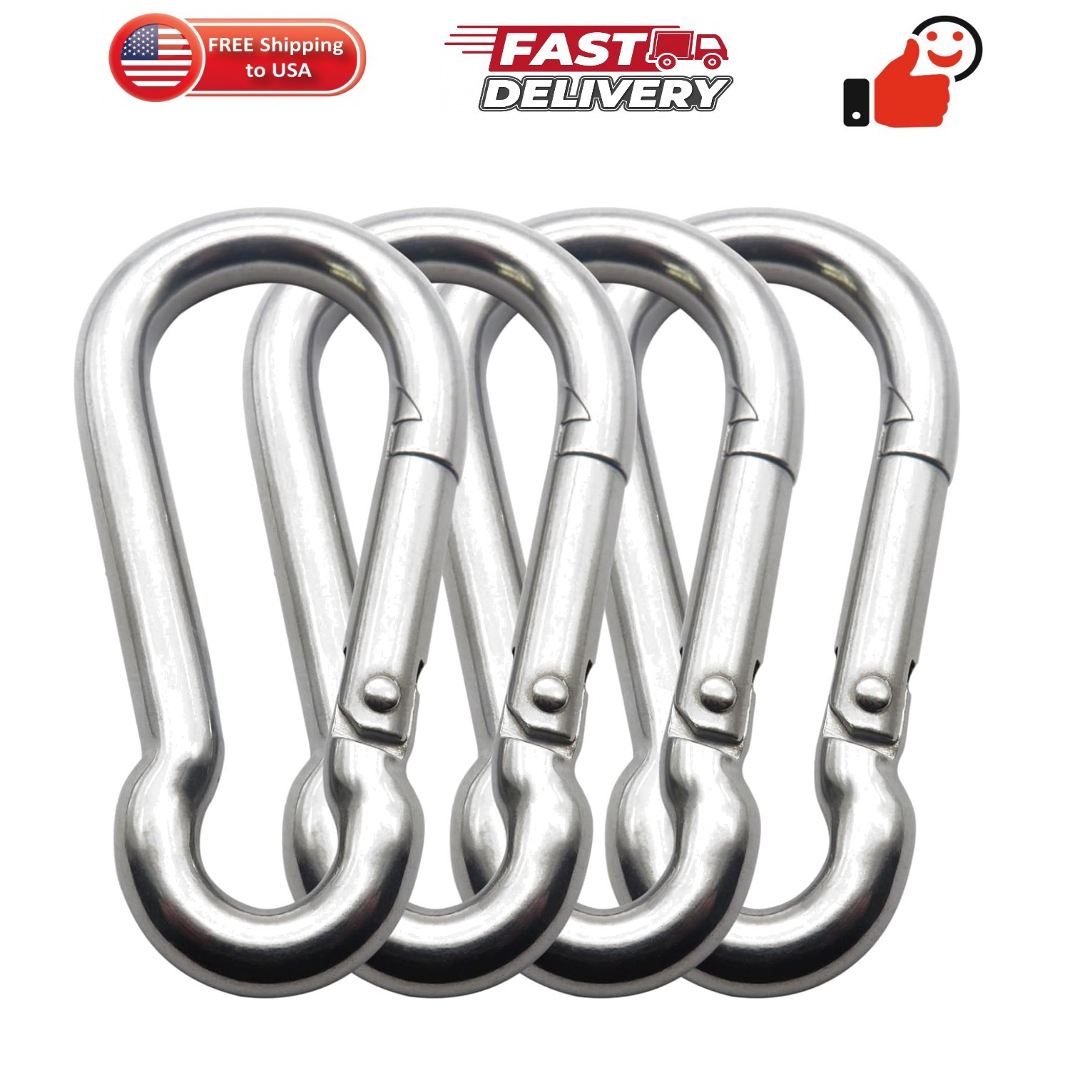 3.15 Inch 4 Pack Spring Snap Hook Carabiner, Cable Machine Accessories for Ho...