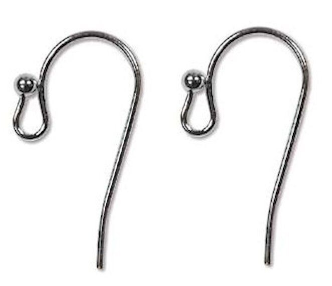 12 OR 144 Black Oxide 20mm Fish Hook Earwire with 2mm Ball & Open Loop Earrings