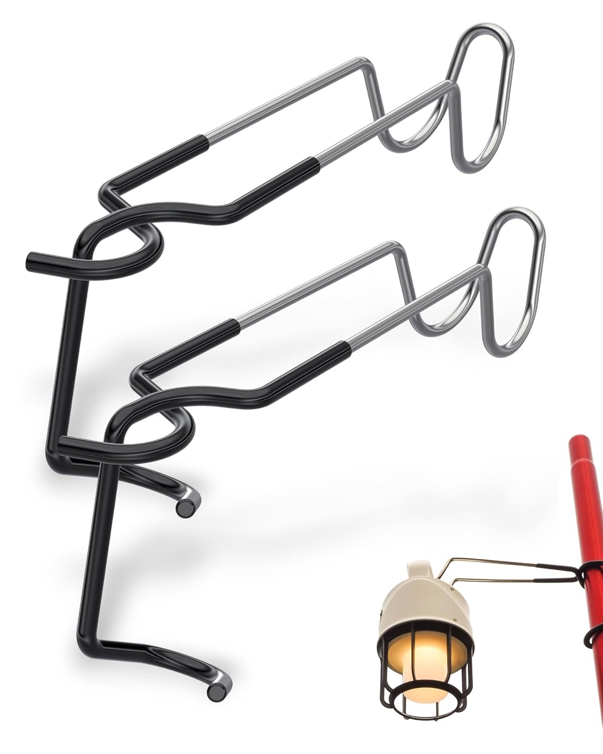 Heavy Duty Lantern Pole Hook 2 Pack Clamp On Hanger Clip Camping Light