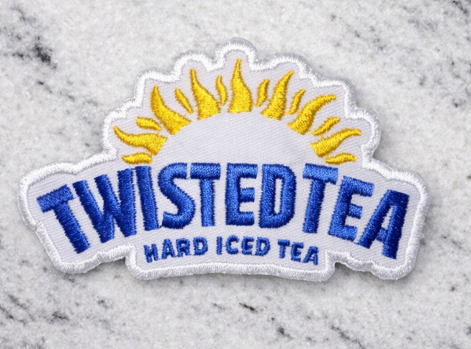 TWISTED TEA LOGO EMBROIDERED IRON ON PATCH 4"X2" FREE SHIPPING AND TRACKING
