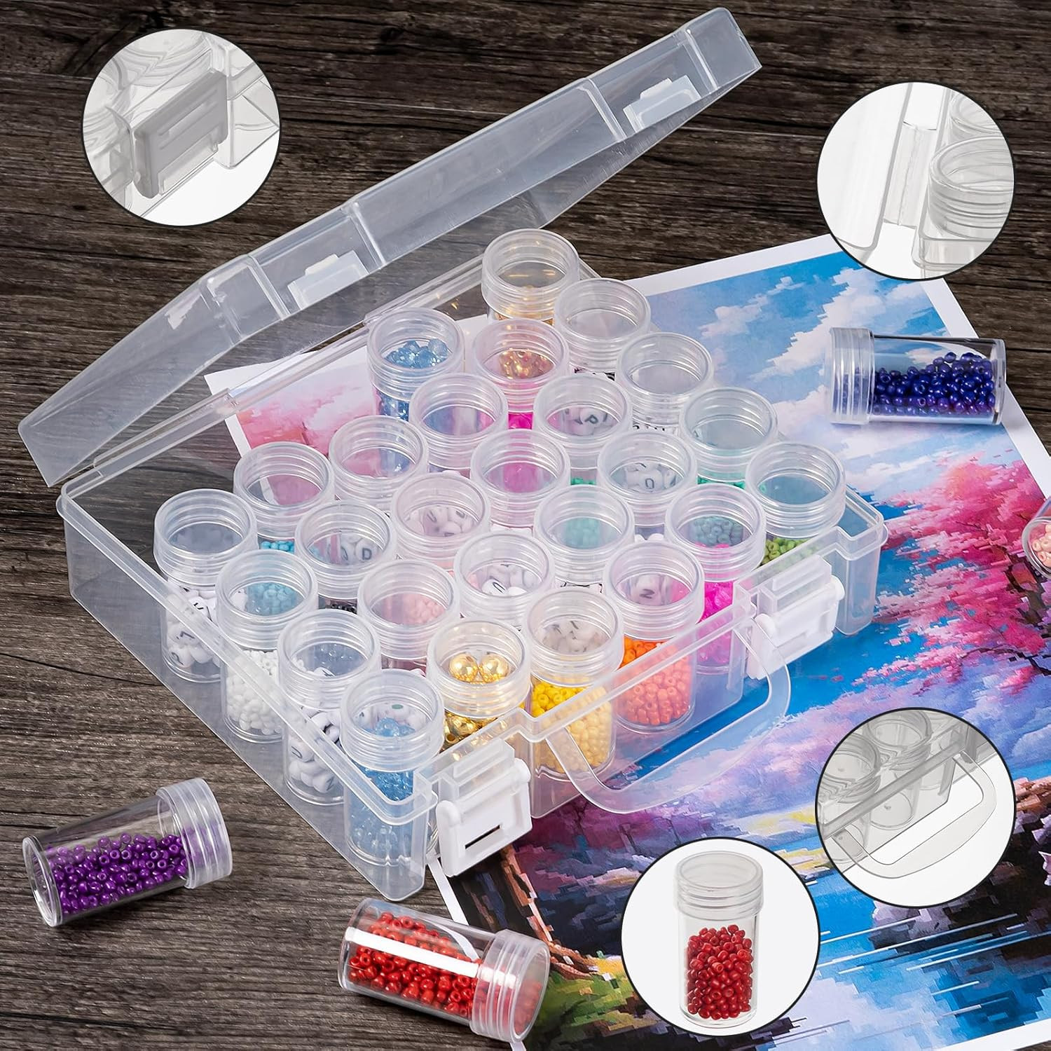Bead Organizer, Bead Containers, 30 Grids Diamond Painting Storage Containers...