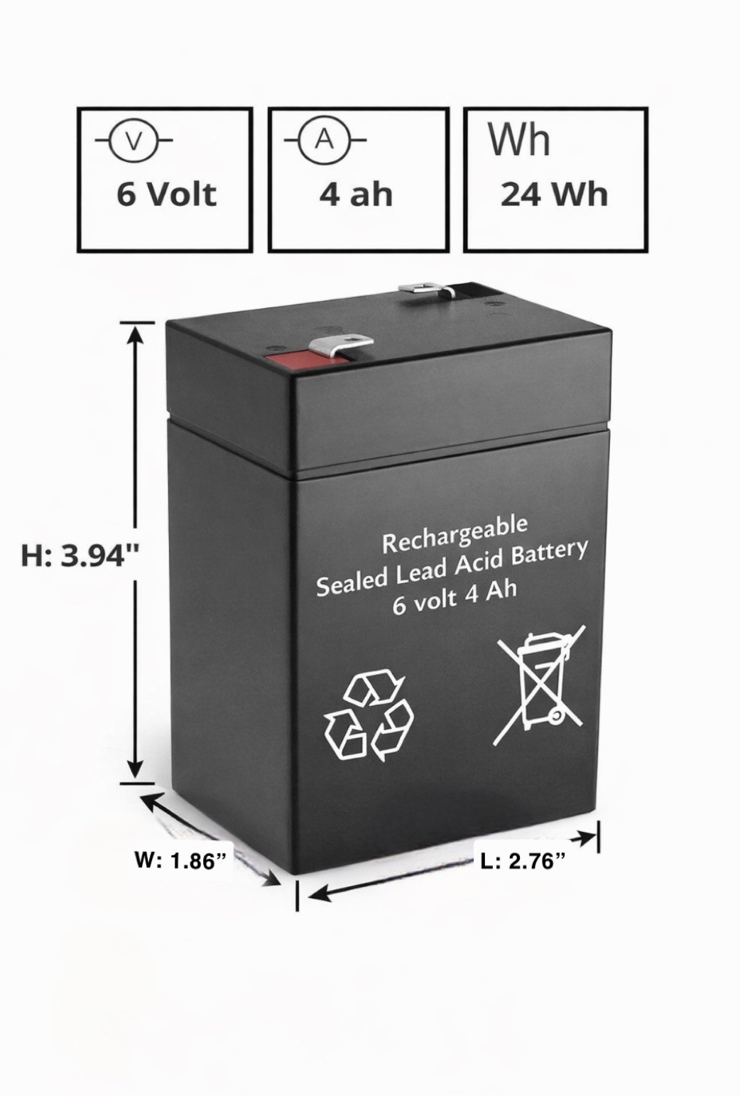 6v 4.0Ah RechargeableSealed Lead Acid Battery