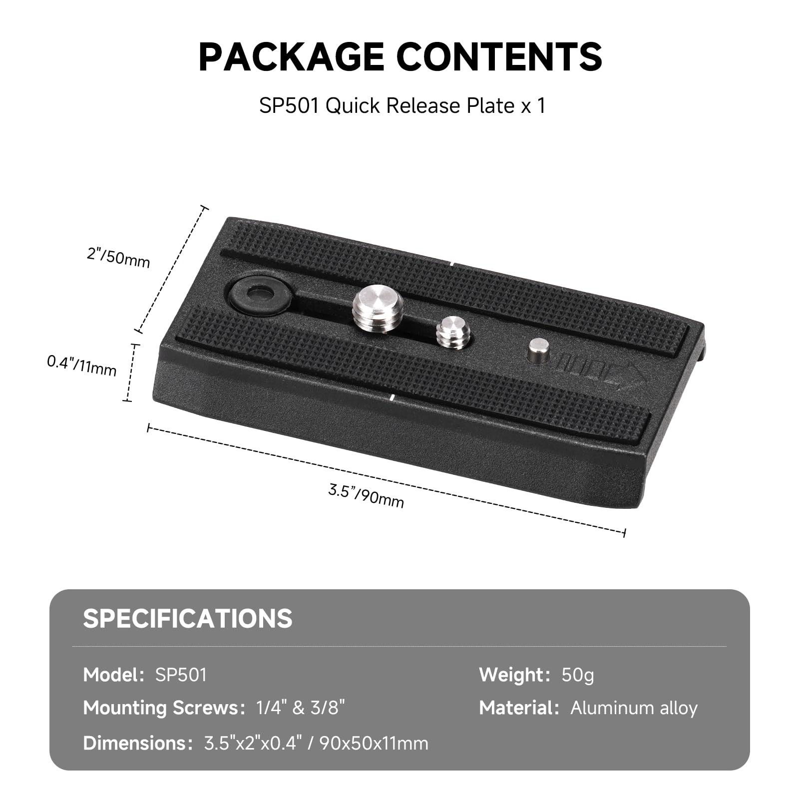 Universal Sliding Quick Release Plate Replacement Camera Mount with 1/4 Inch and