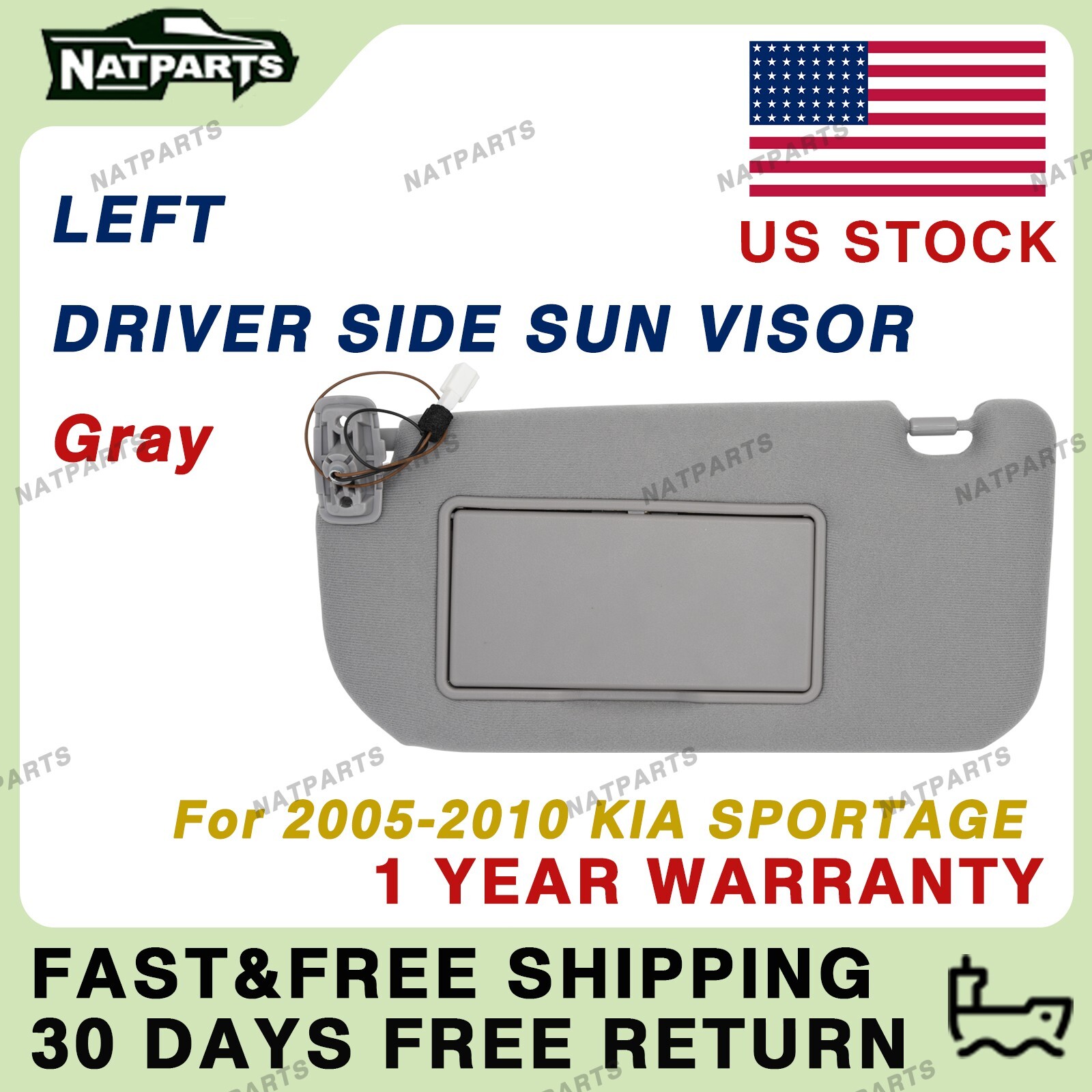 Left Driver Side Sun Visor W/ Light for KIA Sportage 2005-2010 85202-1F690EZ