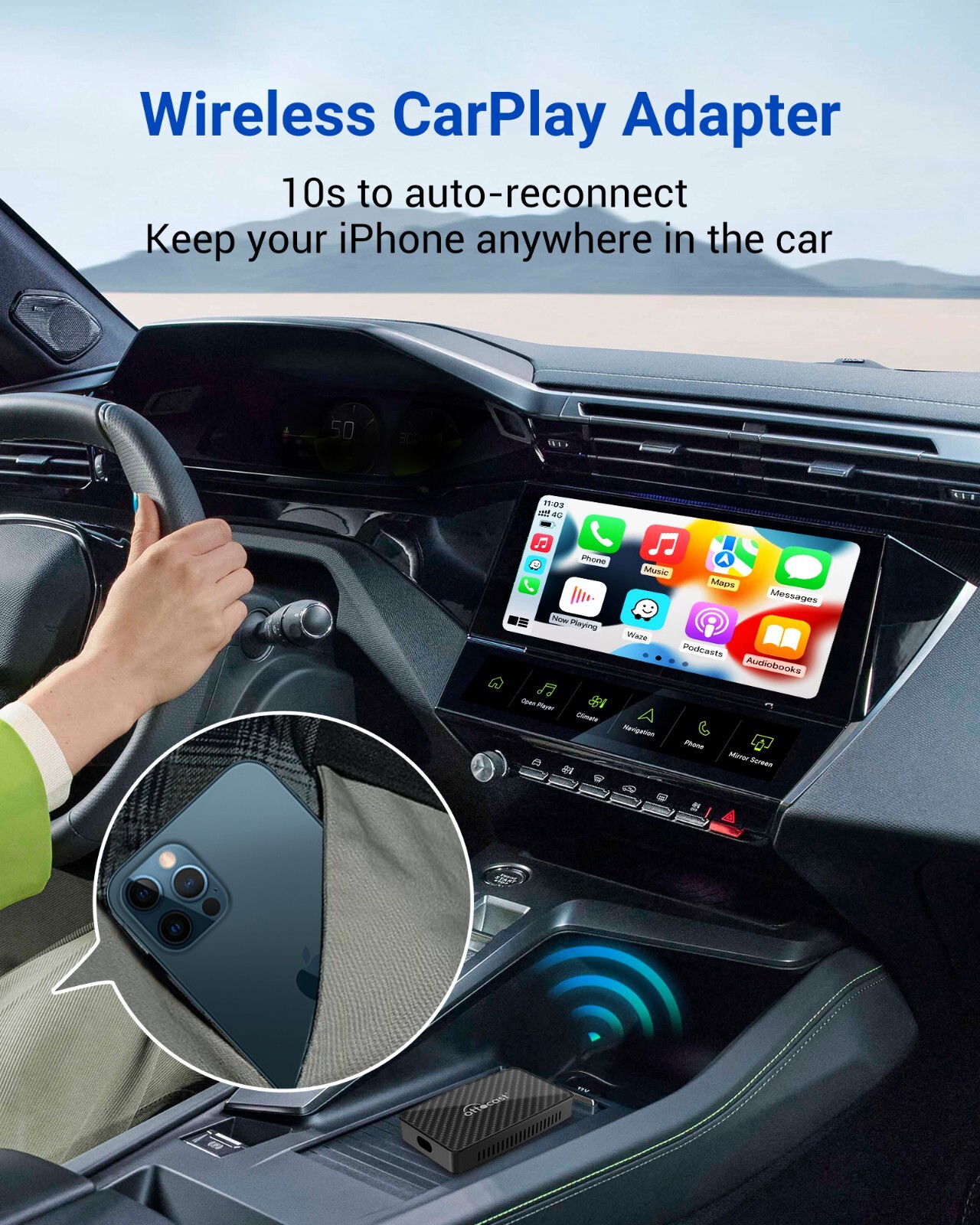 Ottocast Play2Video Pro Wireless CarPlay/Android Auto 3-in-1 Multimedia Adapter
