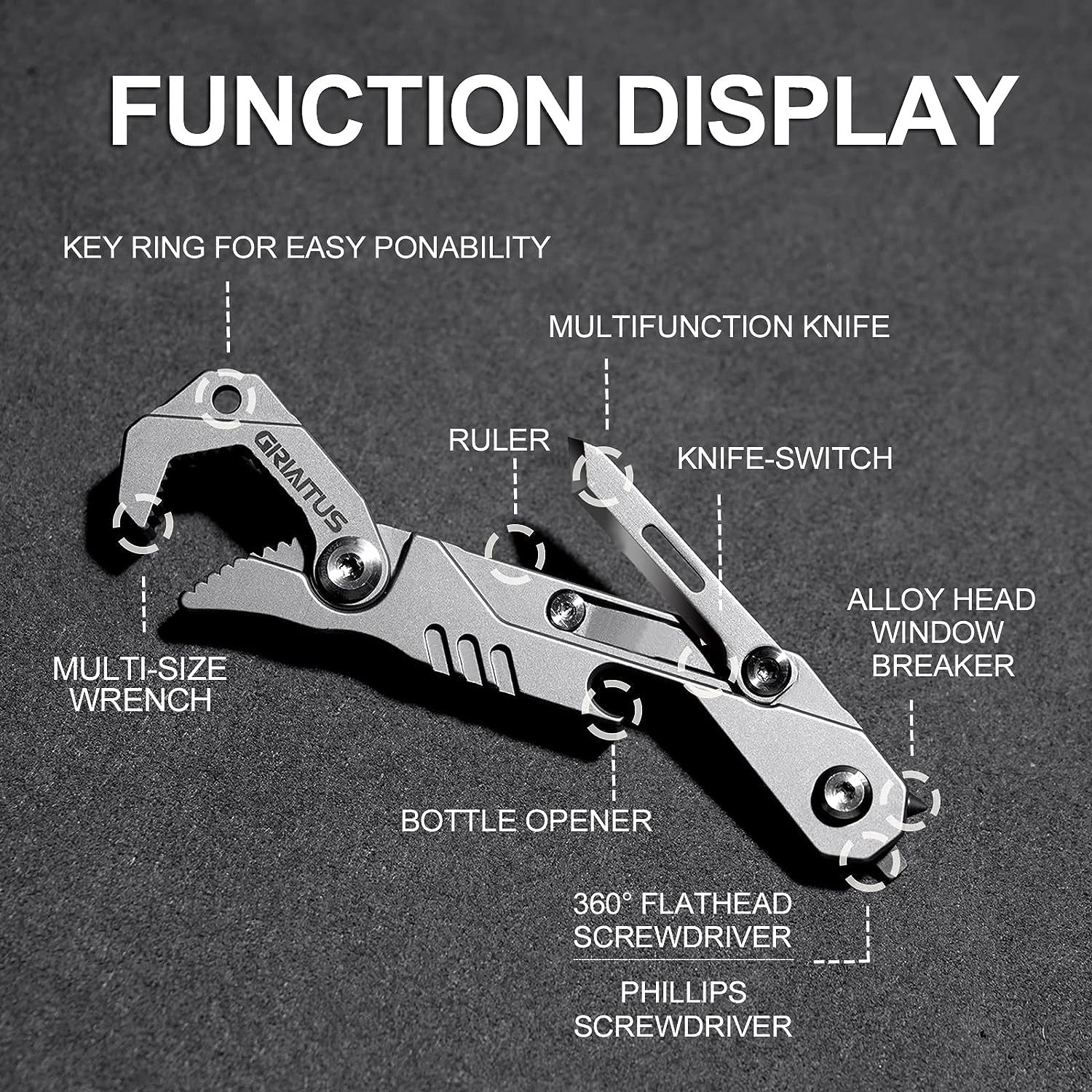 EDC Multitool 7 in 1 with Knife, Wrench, Folding Knife, Screwdriver | Bottle Ope