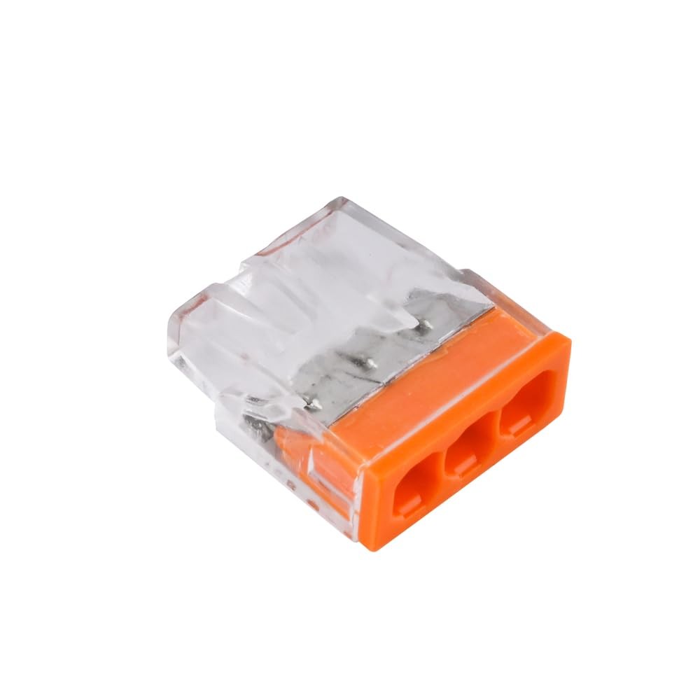100pcs Wire Connectors Push-in Kit, 3 Ports Electrical 100pcs, Transparent