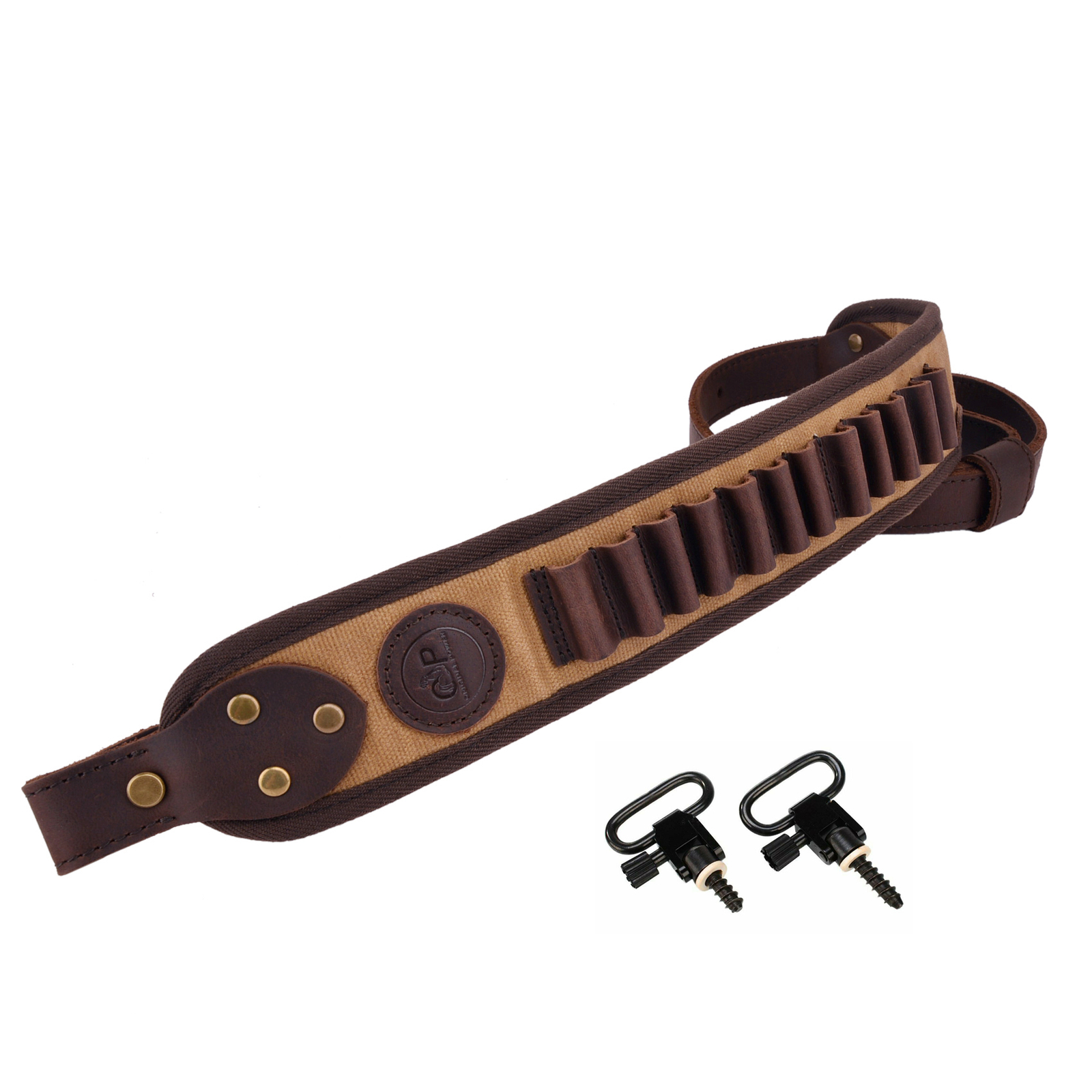 Leather Canvas Rifle Sling Shotgun Shell Slots Straps For .30/30 .308 12GA .22LR