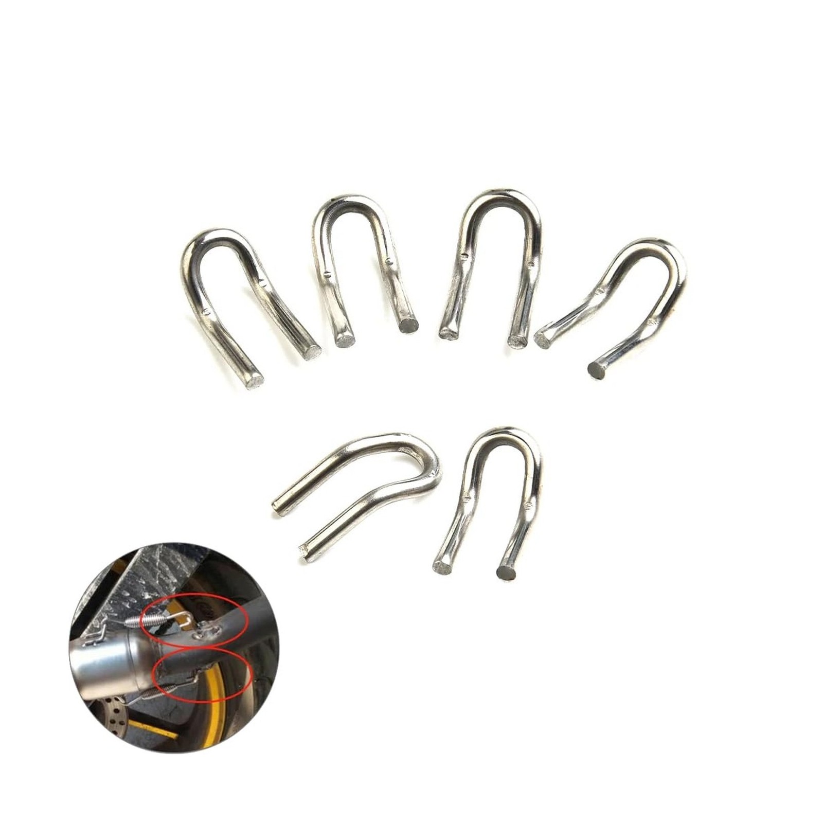 6 Pack Motorcycle Exhaust Springs U Hook Replacement Welding Hooks Loop Tabs ...