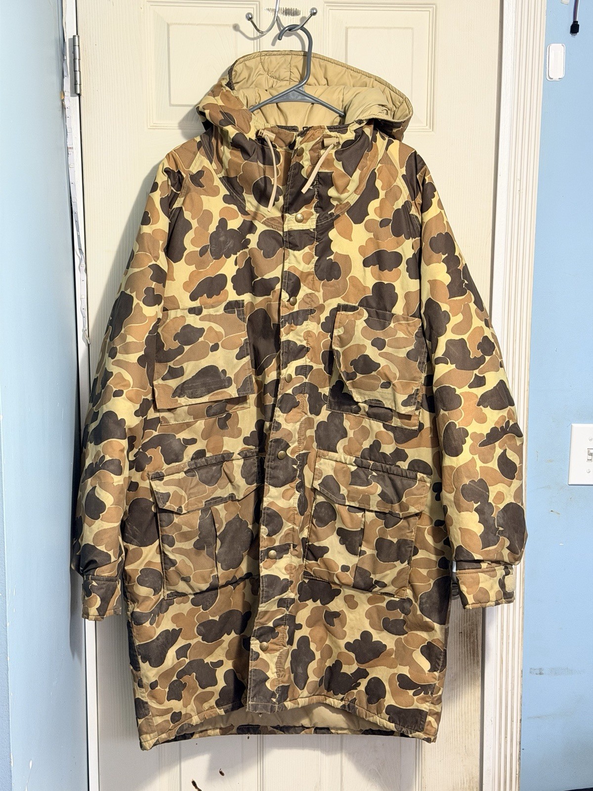 VINTAGE CABELAS JACKET DUCK CAMO GORE-TEX HUNTING + GLOVES SzXL-SIDNEY NEBR USA