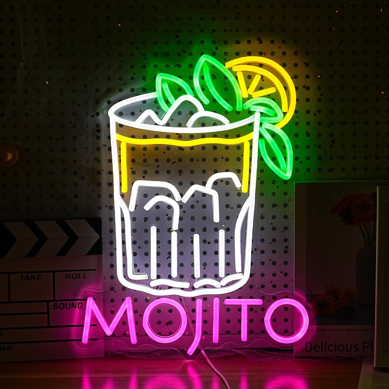 Liuozhtea Mojito Neon Sign Mojito Cocktail Neon Light For Wall Decor Dimmable
