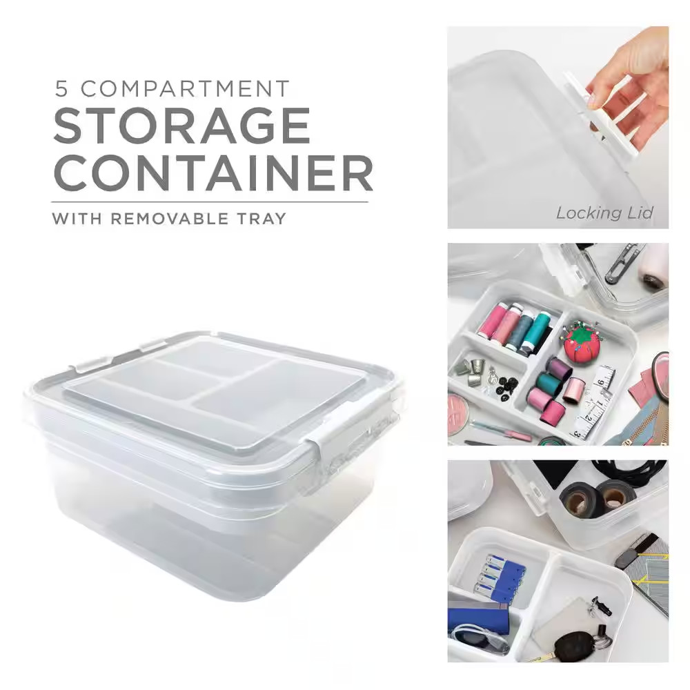 5 Compartment Gift Supply Storage Box in White