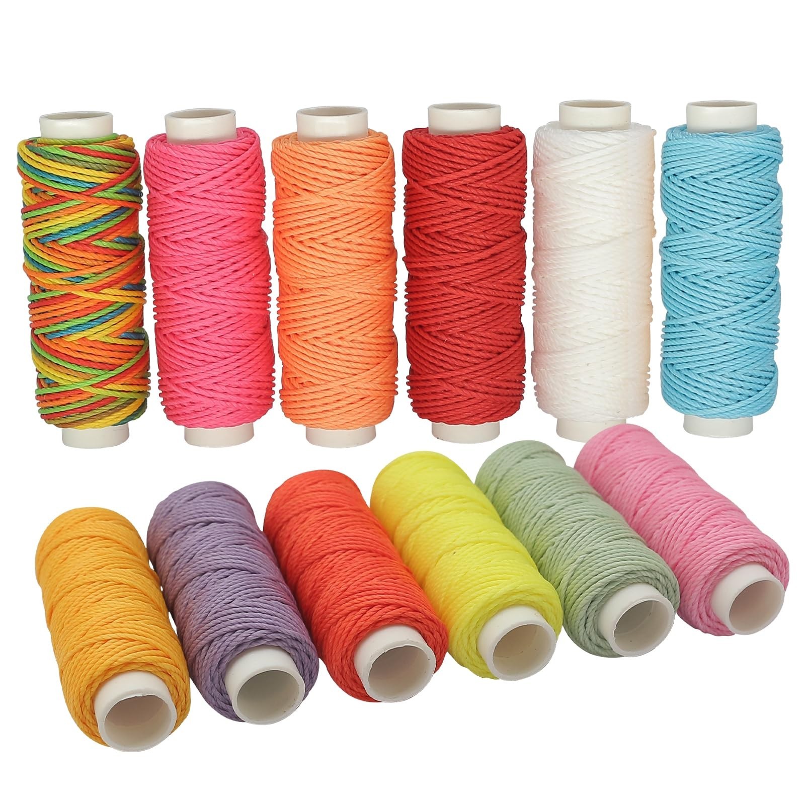 12 Colors Wax Thread Waxed Cords Polyester Leather Sewing Thread Wax Strings ...