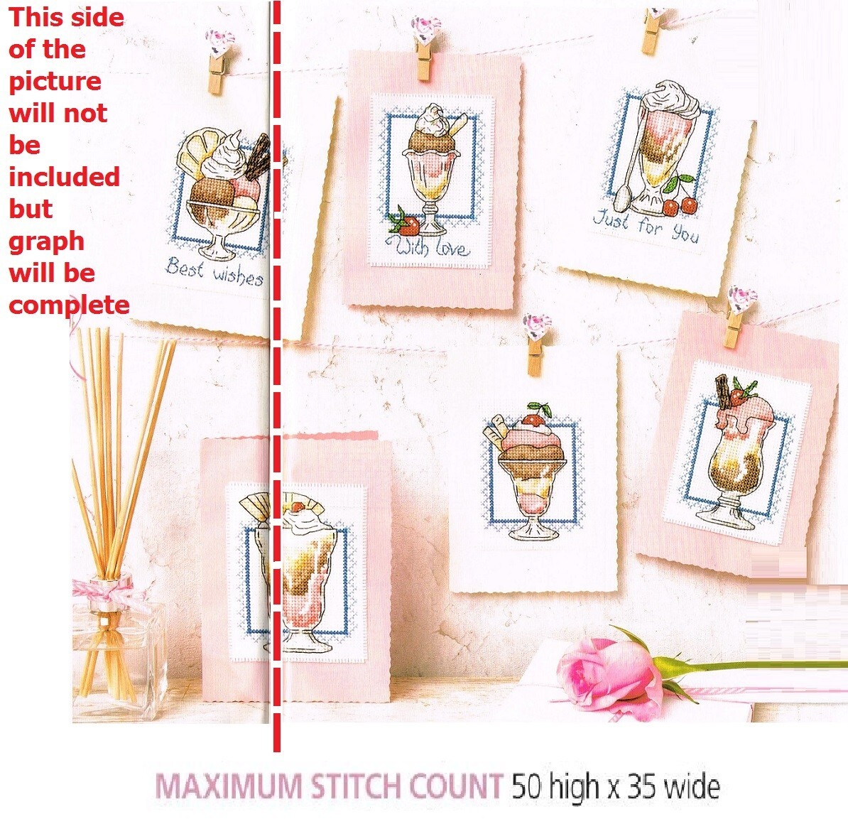 ICE CREAM CARDS  CROSS STITCH  PATTERN ONLY    EQ - RAV