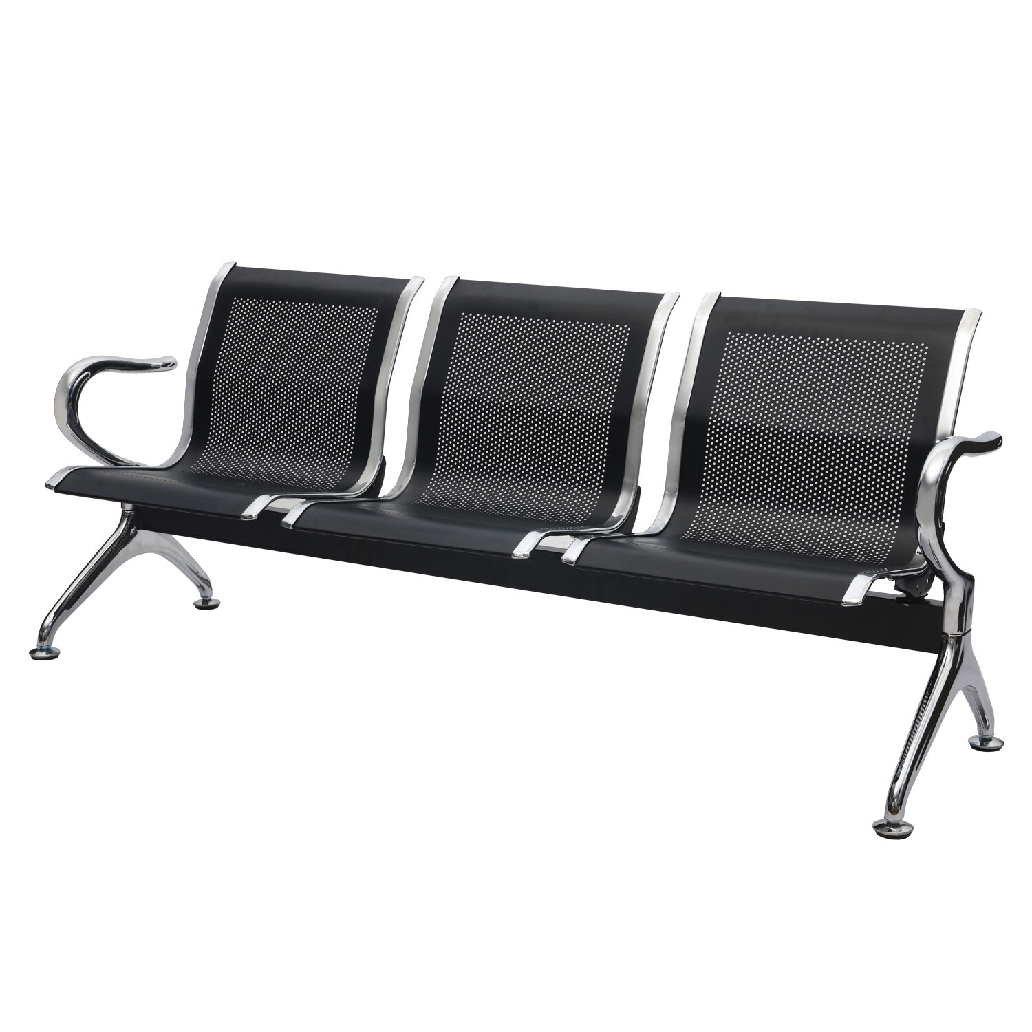 Heavy Duty 3-Seat Airport Office Waiting Chair Salon Bench Seat Black