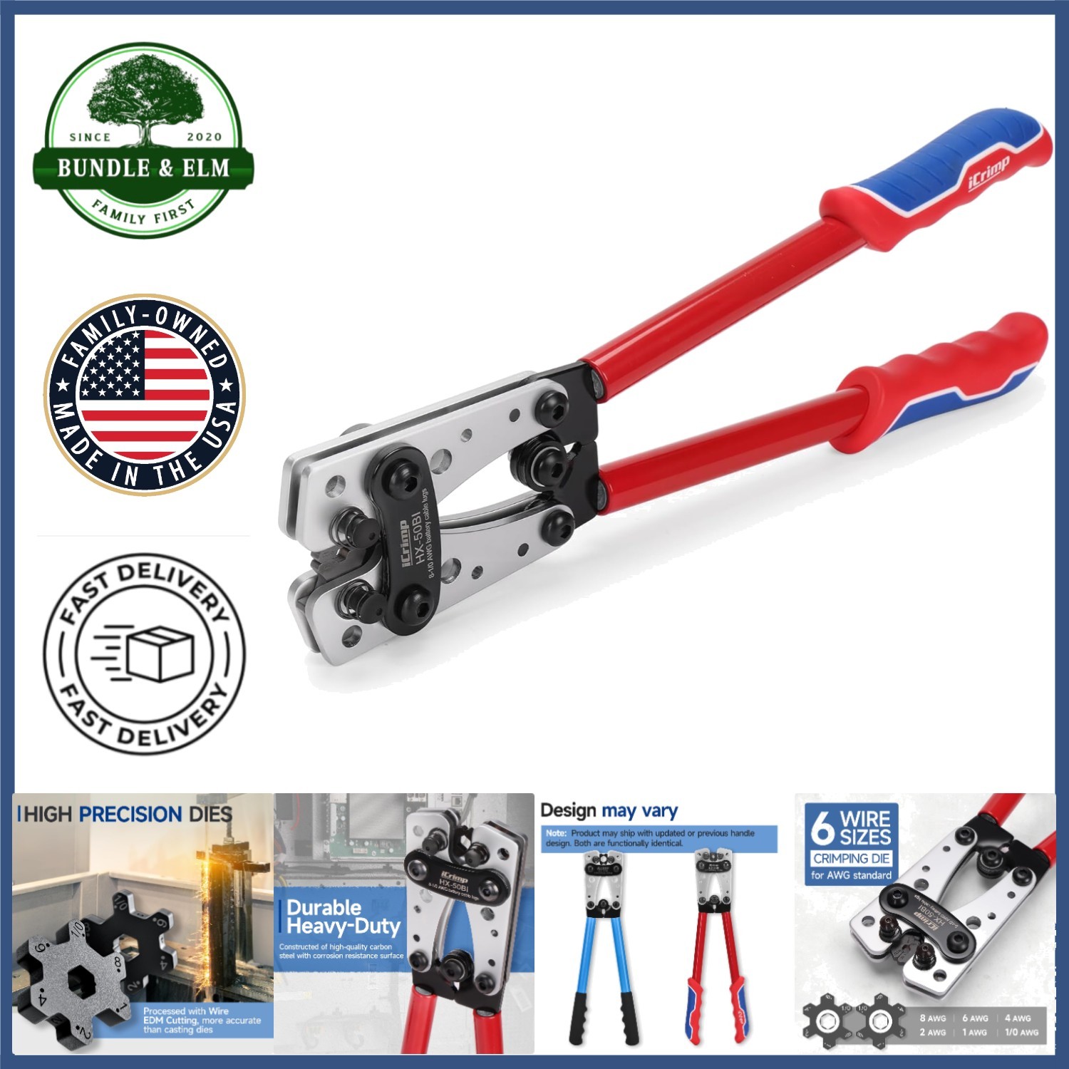 Durable Cable Lug Crimper with Precise Hexagonal Dies for Strong Connections