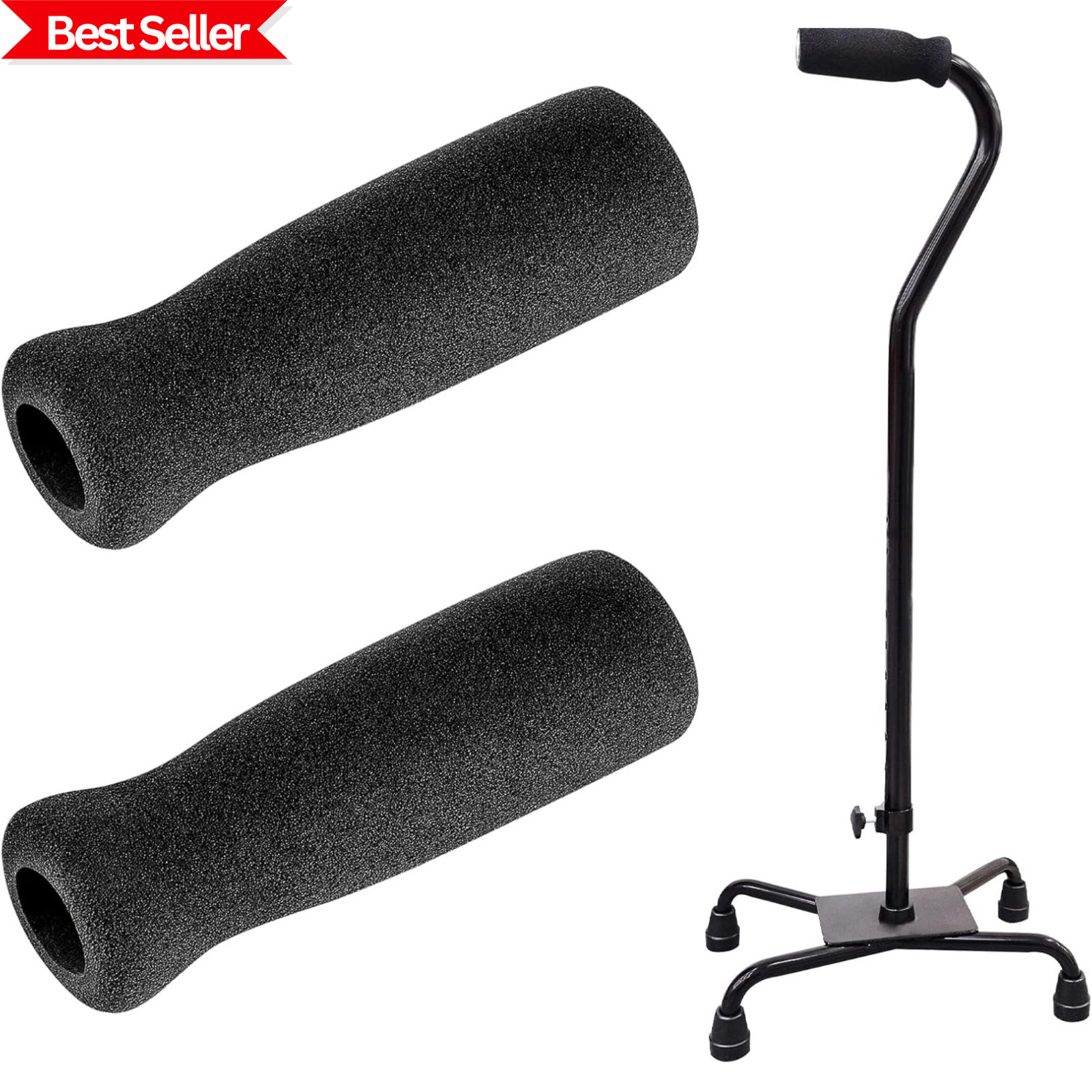 2Pcs Heavy Duty Foam Cane Handle Grip Replacement for Standard Sized Offset Cane