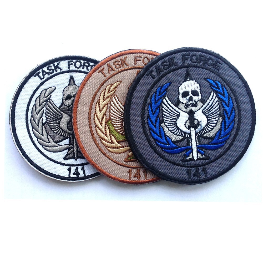 4PCS CALL OF DUTY TASK FORCE 141 TACTICAL HOOK&LOOP PATCH EMBROIDERED BADGE