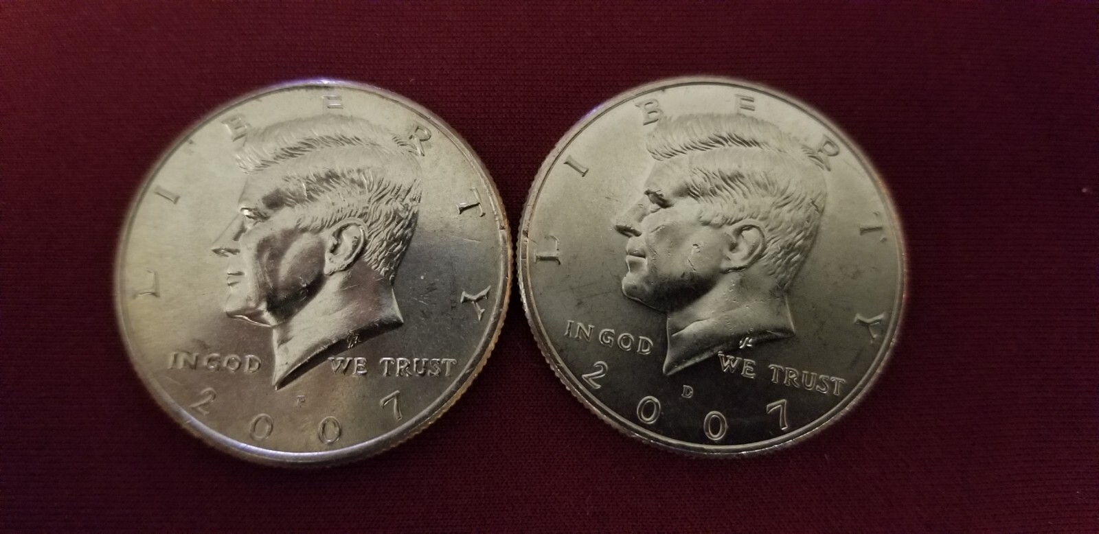 2007 P&D NIFC Kennedy Half Dollars. Circulated Coins. Clad