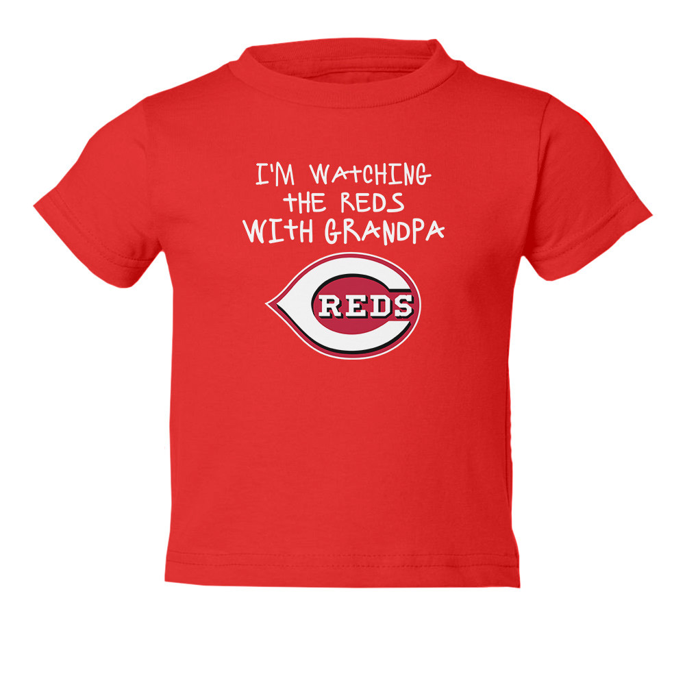 Cincinnati Reds Watching With Grandpa Cute Kids Toddler T-Shirt