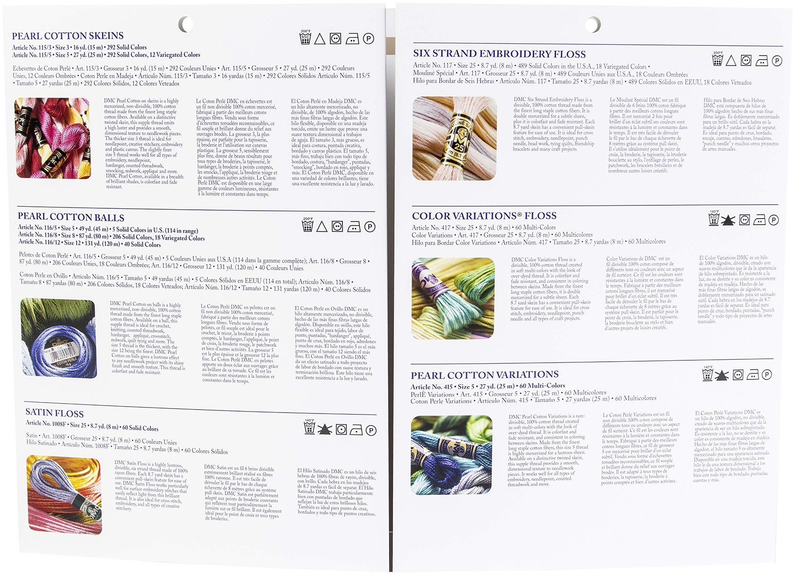 COLORCRD Needlework Threads 12-Page Printed Color Card