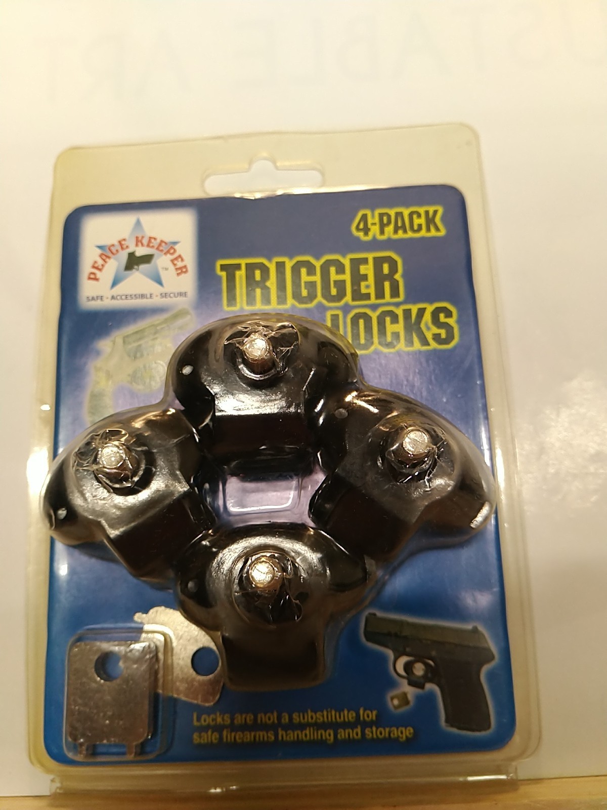 Peace Keeper 4 Pack Trigger Lock Keyed Alike with 2 Keys for Gun Lock Black