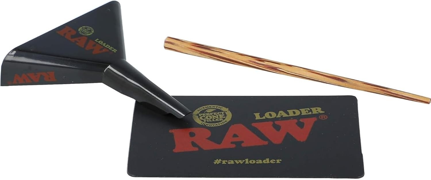 RAW Cone Loader for 1-1/4 and Lean Sized Cones + RAW Classic Tan Metal Tin Box
