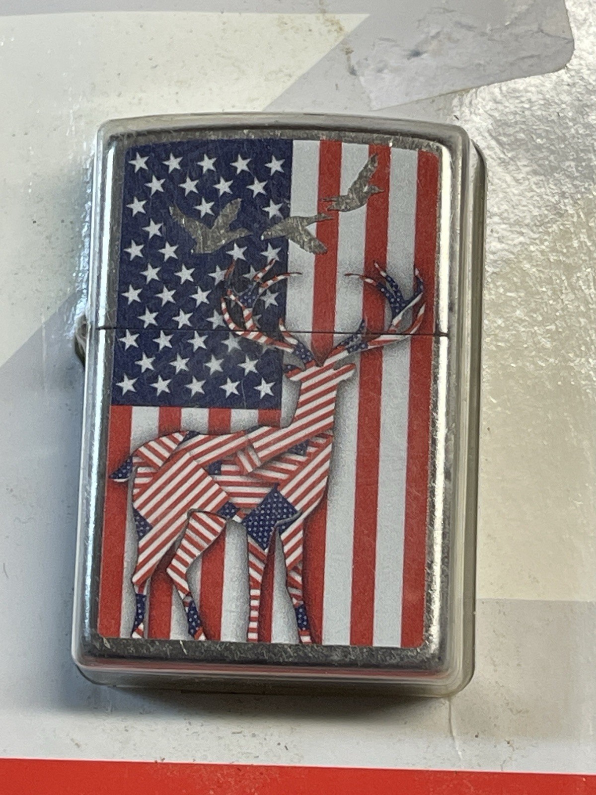 Zippo 2022 American Flag Buck Deer Design New In Bubble Pack