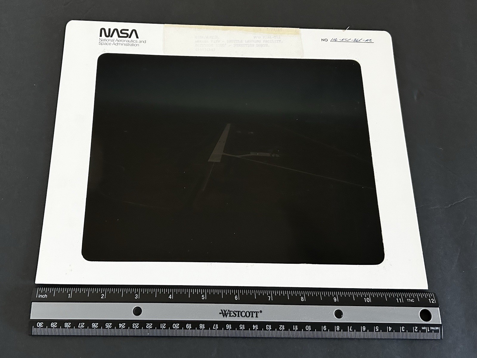 1986 NASA KSC Shuttle Aerial View Landing Facility Presentation Transparency