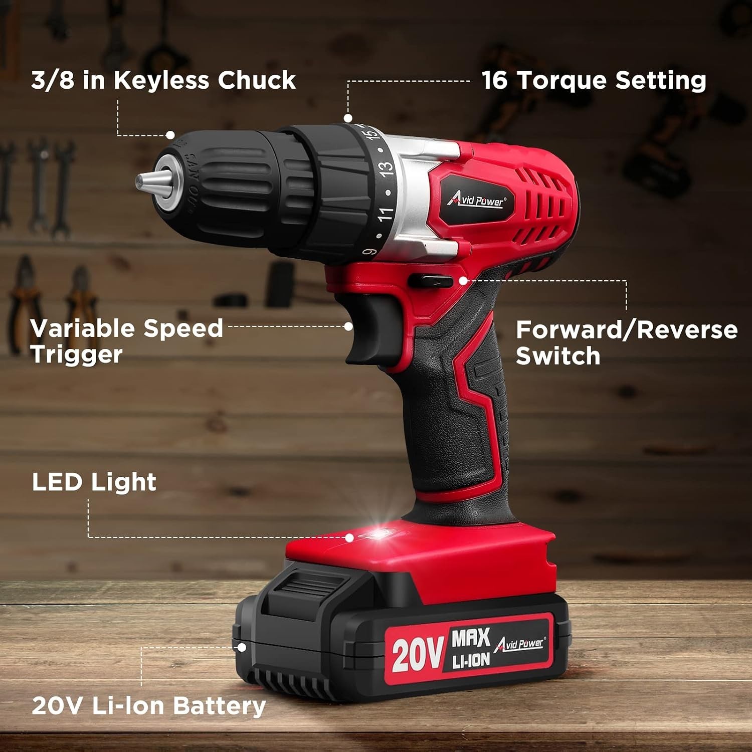 20V Cordless Drill Set for Home DIY & Beginner Projects - Lightweight Power D...