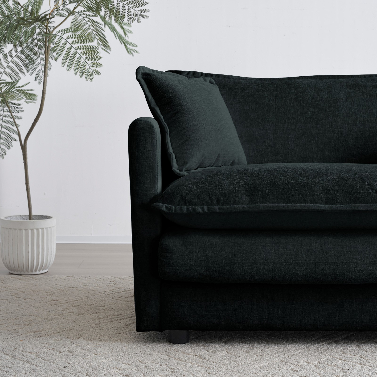Chenille Ottoman Footrest for 2, 3, 4 Seater Sofas, Black