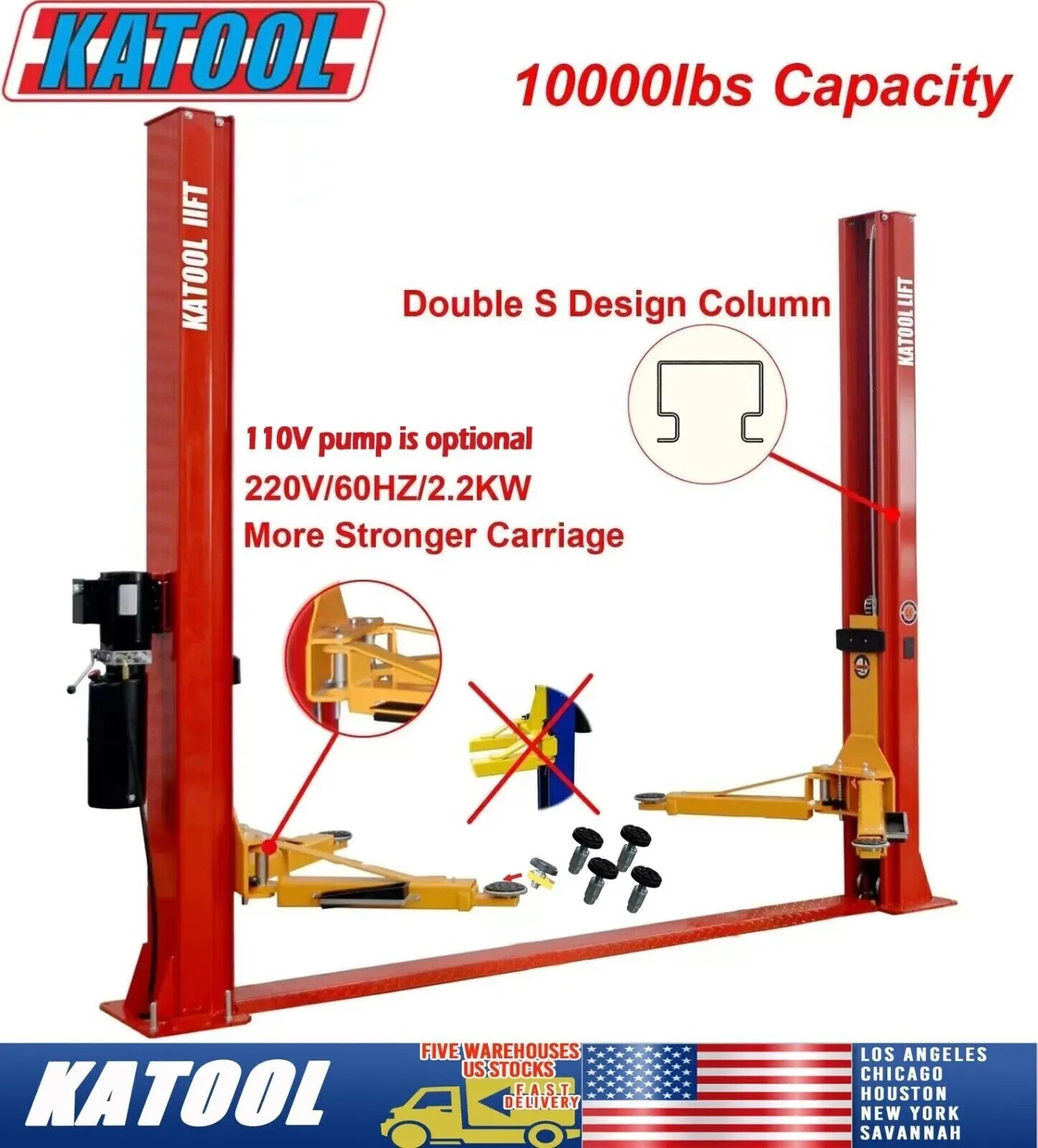 MechanizedUS KT-H100 Two Post Lift 10000lbs Auto Lift Truck Hoist Car Lift