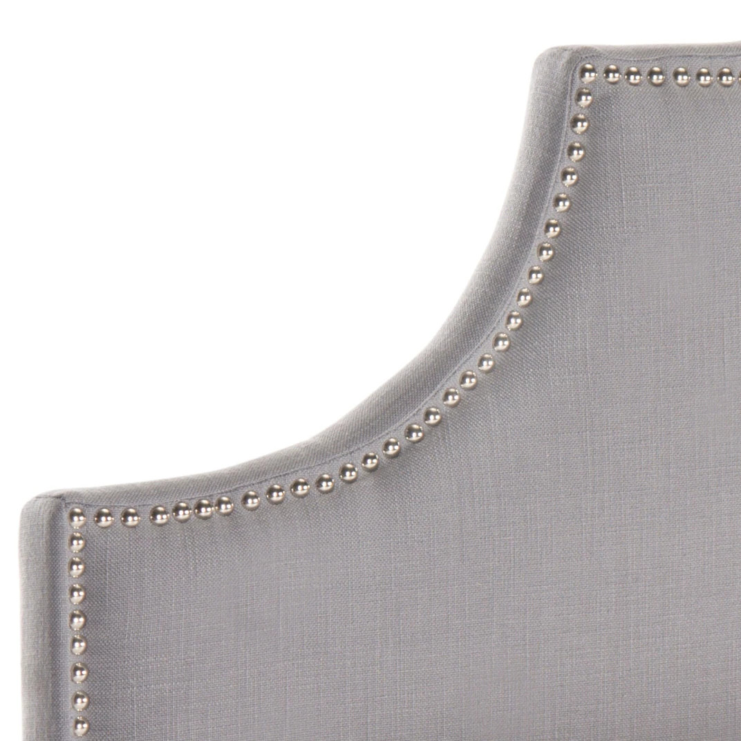 Safavieh Hallmar Arctic Grey Upholstered Arched Headboard - Silver Nailhead...