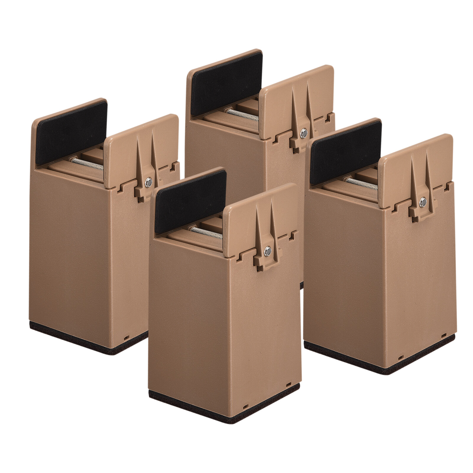 4Pcs 4" Bed Risers Furniture Risers for Furniture Thickness 0.39-1.96" Brown