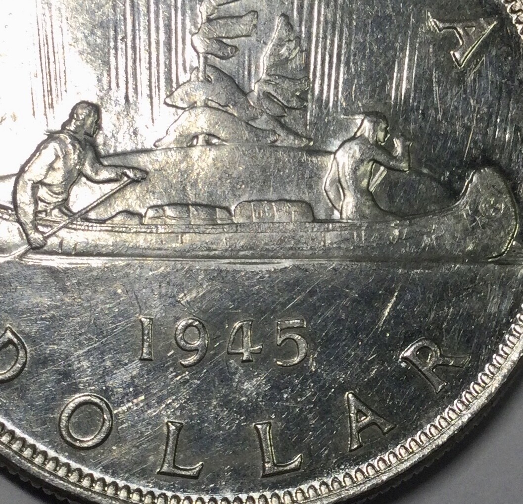 1945 5/5 In Date  George VI KEY  Silver Dollar Pleasing  Sharp Coin AU Lustrous