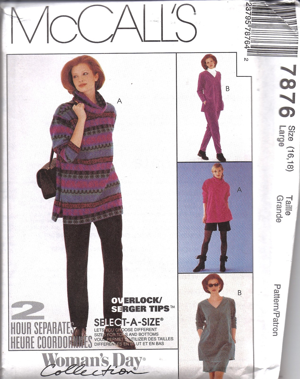 7876 UNCUT McCalls VTG Sewing Pattern Misses Top Pull on Pants Shorts Skirt OOP