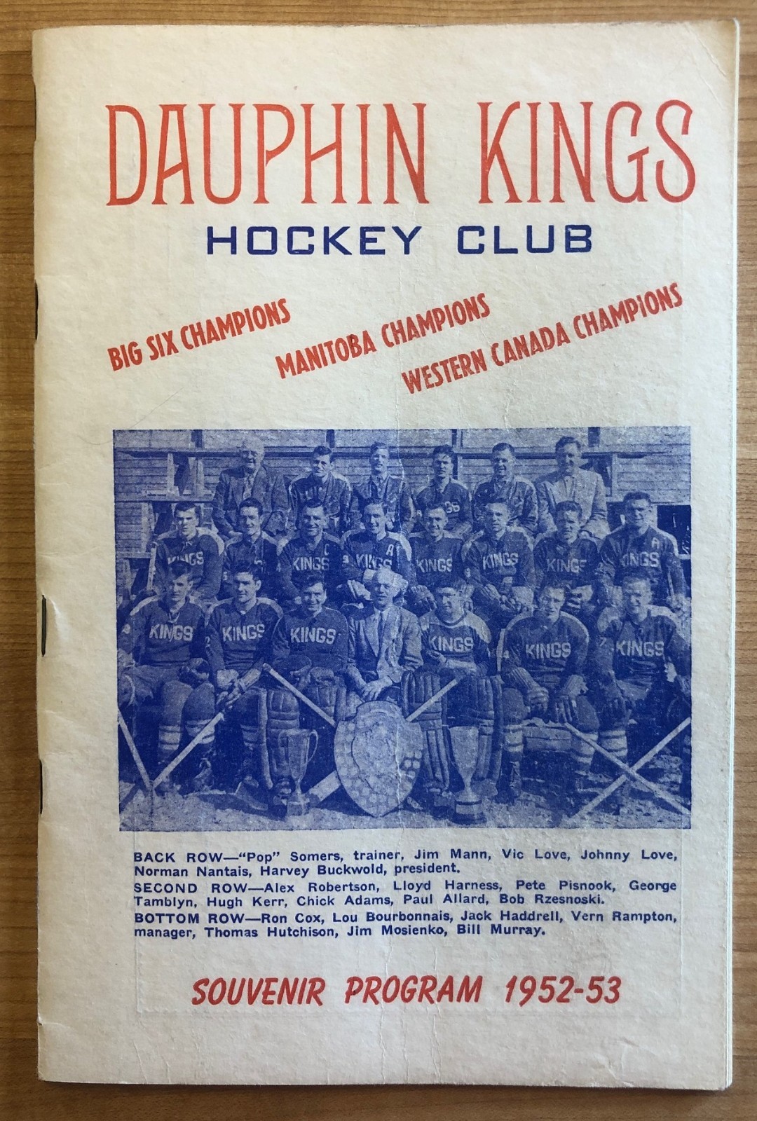 Dauphin Kings Hockey Club Program 1952-53 vs Souris Elks, Feb 19 1953, Manitoba